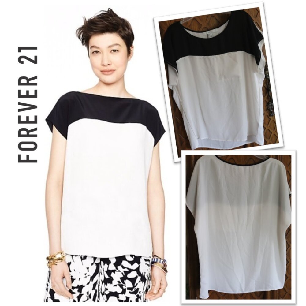 🌟FREE with purchase🌟 Forever 21 Color Blocked Cap Sleeve Top - Size S